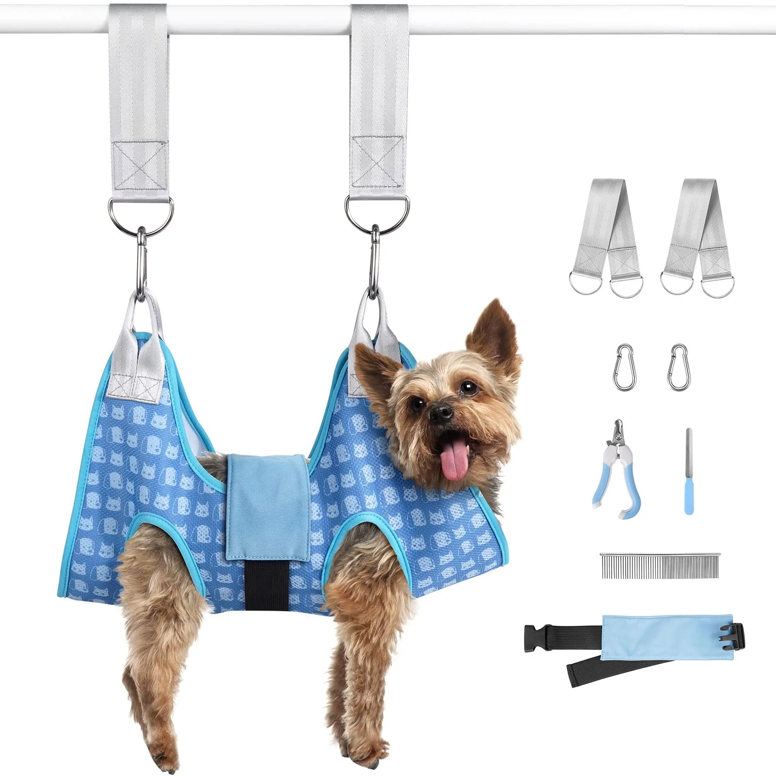 Superior DoggyDobby Dog Grooming Hammock Harness - Safe Nail Trimming Sling for Small Dogs Cats Soft