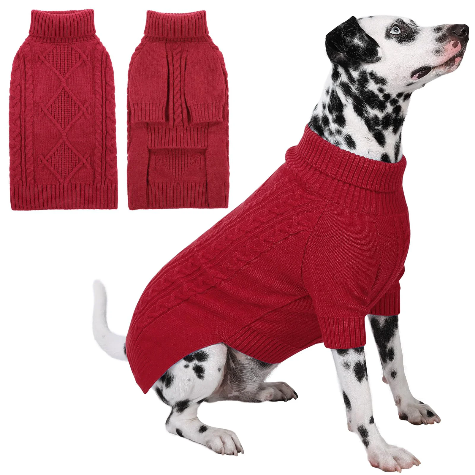 Unique Preferhouse Girls' Dog Sweaters - Red Turtleneck Knit 3XL Safe
