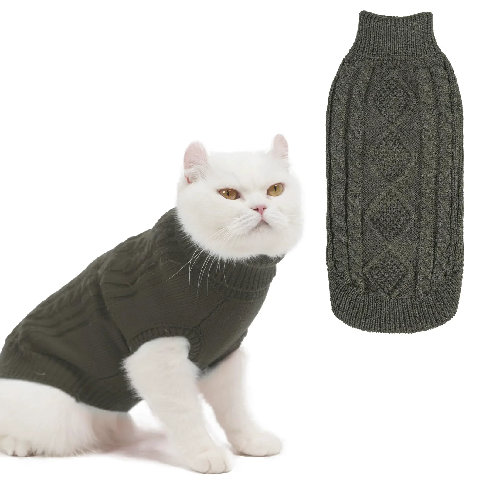 Consistent BINGPET Cat Sweater - Thermal Knit Turtleneck Coat for Kittens Small Dogs Grey L Optimized