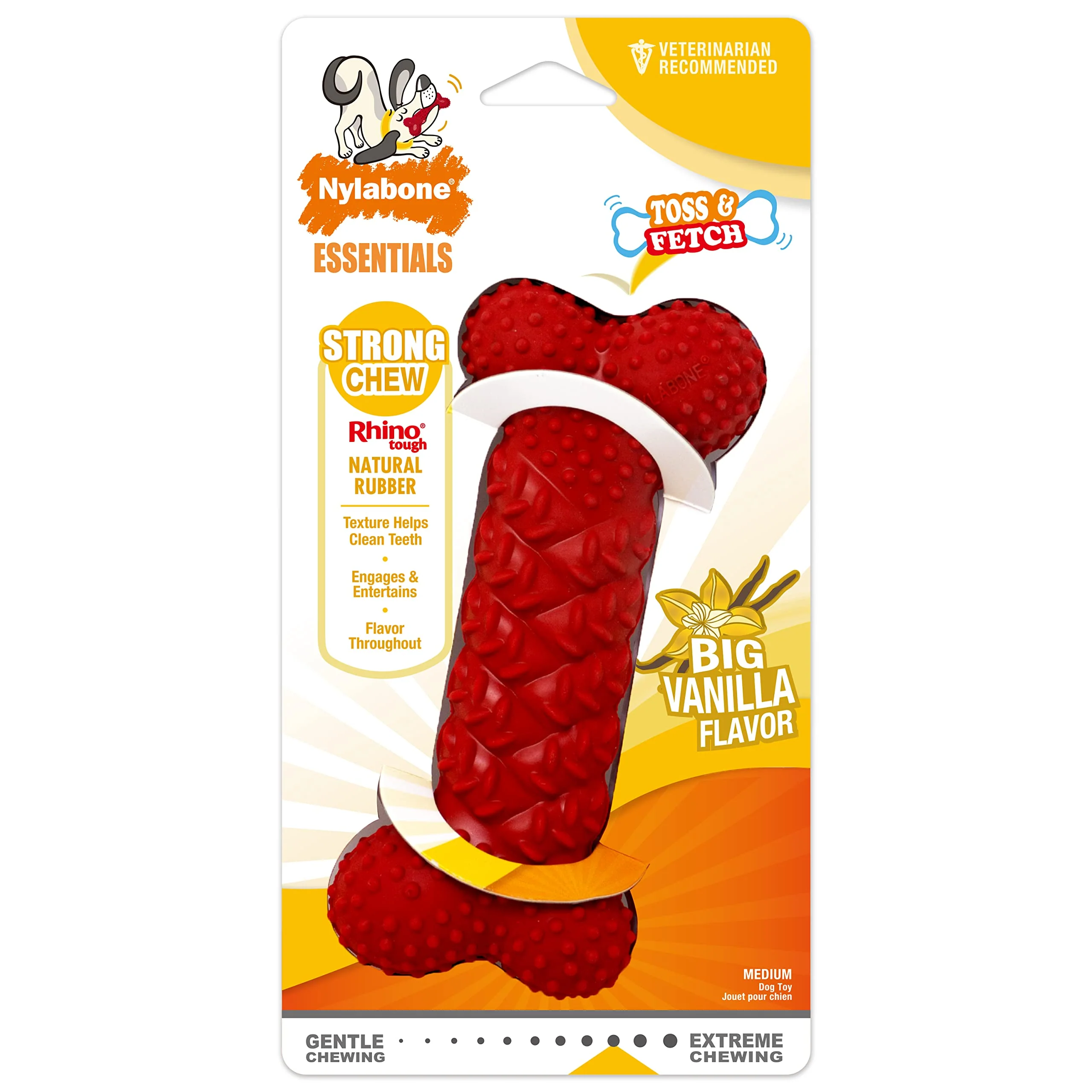 Effective Nylabone Fun N Fit Rubber Braided Bone - Medium Dog Chew Toy 1 Piece 491551 Consistent