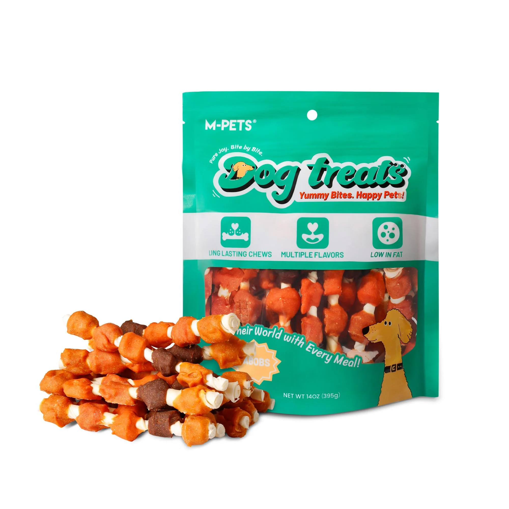 Fine M-PETS Dog Treats Kabob Snacks – 5 Flavor Chicken Duck Jerky 18 Pcs Consistent