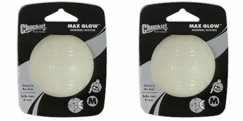 Sophisticated Chuckit Max Glow Ball – Medium 2 x 1ct Glow-in-the-Dark Fetch Toy Smooth