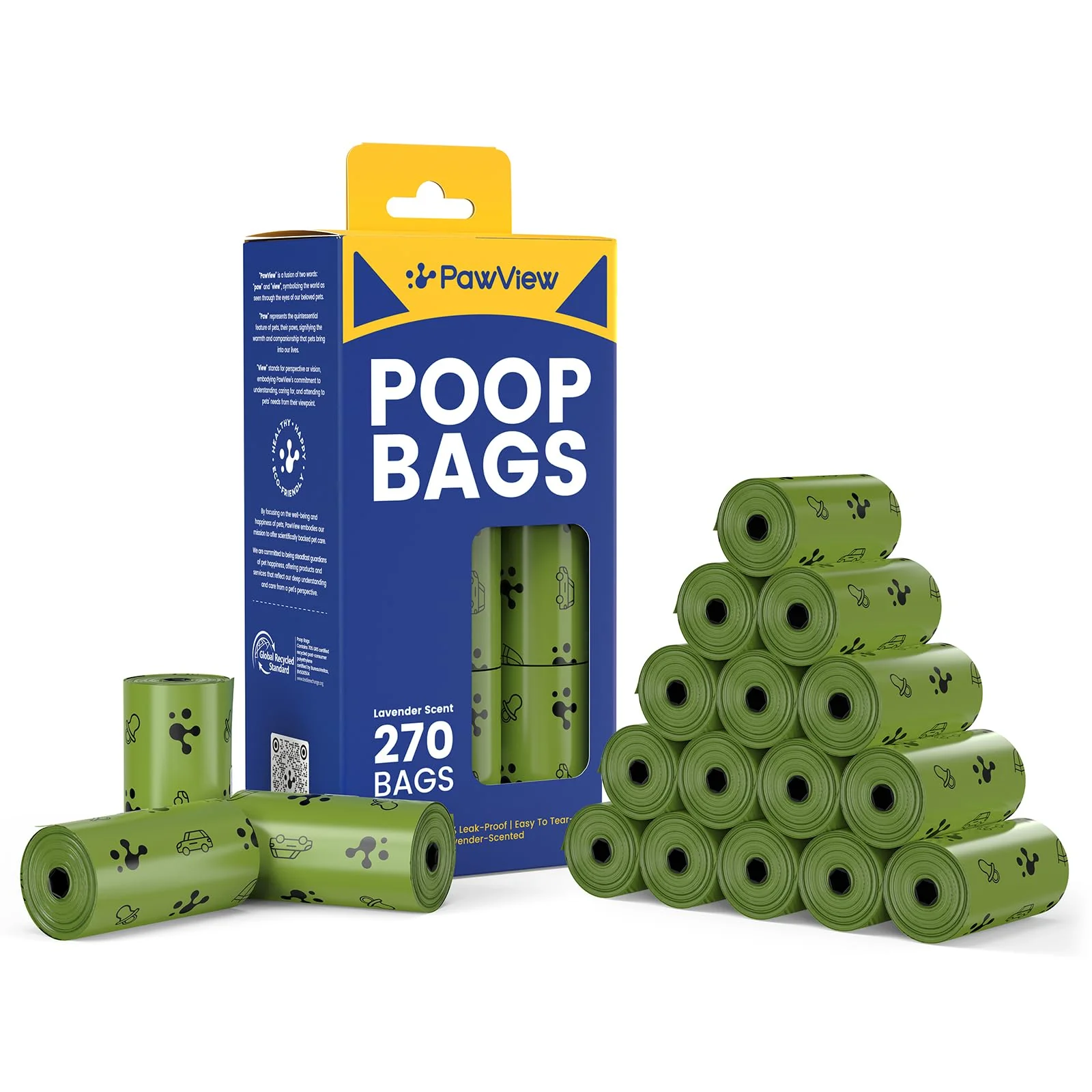 Advanced PawView Lavender-Scented Dog Poop Bags – Extra Thick 270 Count 18 Rolls Exceptional