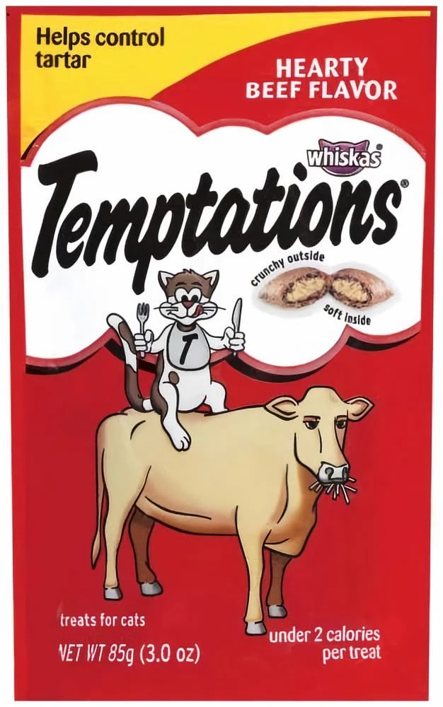 Premium Material Whiskas Temptations Classic Treats for Cats Hearty Beef Flavor Pack of 4 Sophisticated