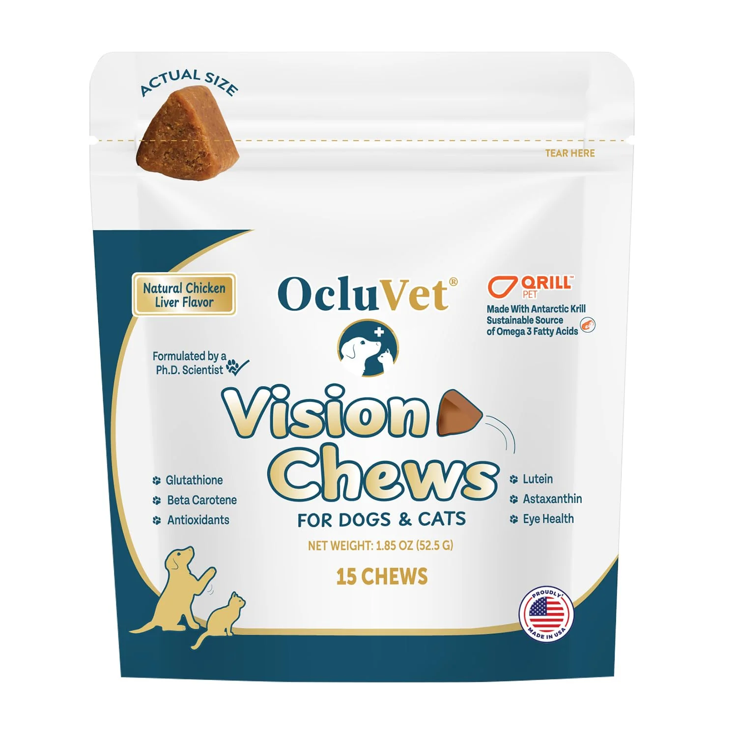 Comfortable OcluVet Vision Chews – Eye Support for Dogs Cats Natural Chicken Flavor Superior