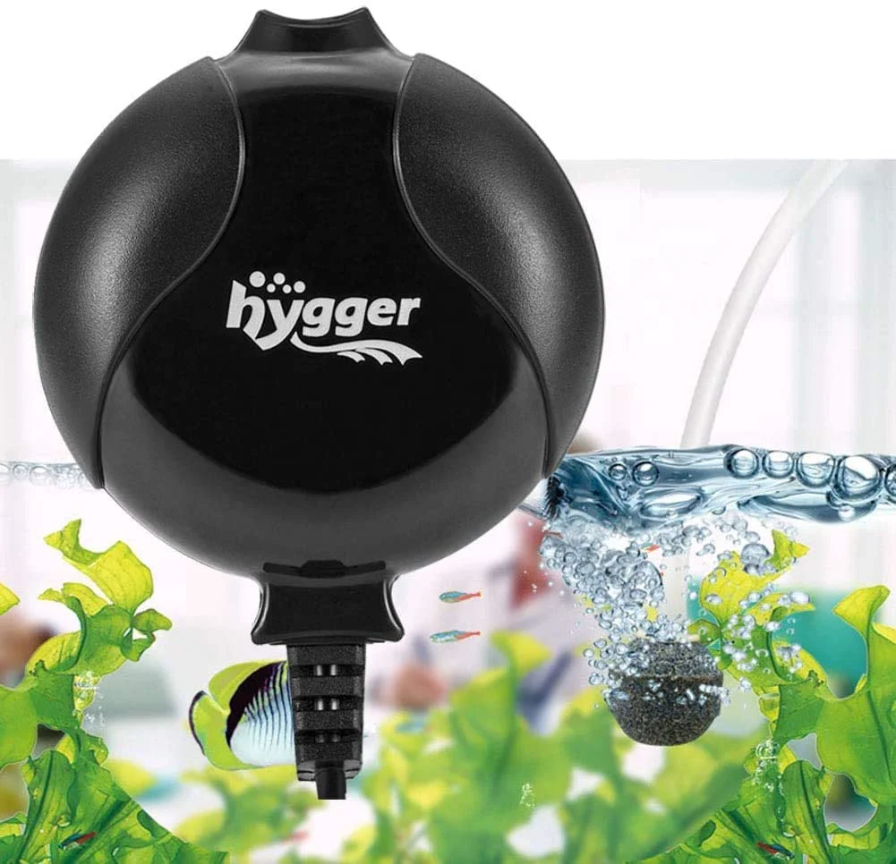 Minimalist hygger Quiet Mini Air Pump for Aquarium — 1.5W 1-15 Gallon Ultra-Quiet with Air Stone Tube Enhanced