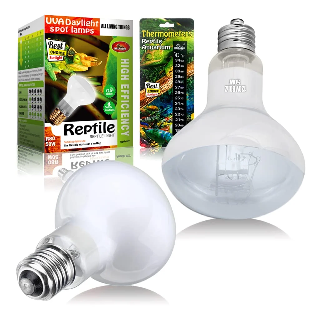 Secure MCLANZOO Reptile Heat Lamp 75W 2 Pack — UVA Basking Light Bulbs with Temperature Strips Practical