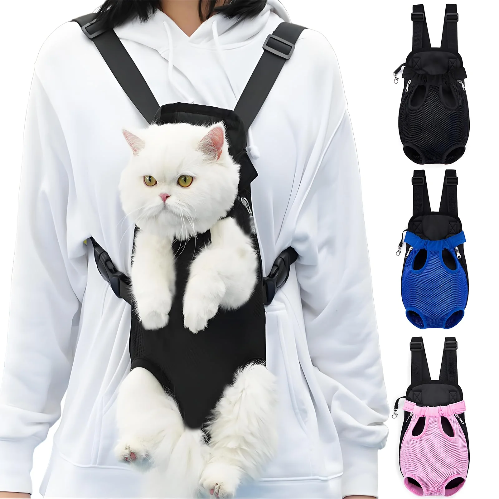 Enhanced Yehenarn Pet Carrier Backpack - Adjustable Front Carrier for Small to Medium Dogs Cats 5-18 lbs Hiking Travel Cycling Solid