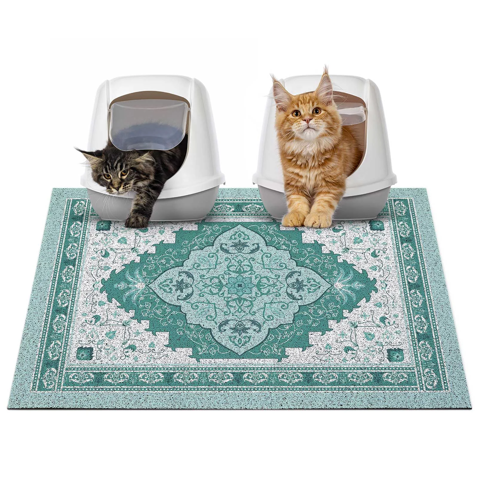 Crafted Glittme Cat Litter Mat 33x22 Inches — Non-Slip Litter Trapping Easy-Clean Mat for Kitty Refined