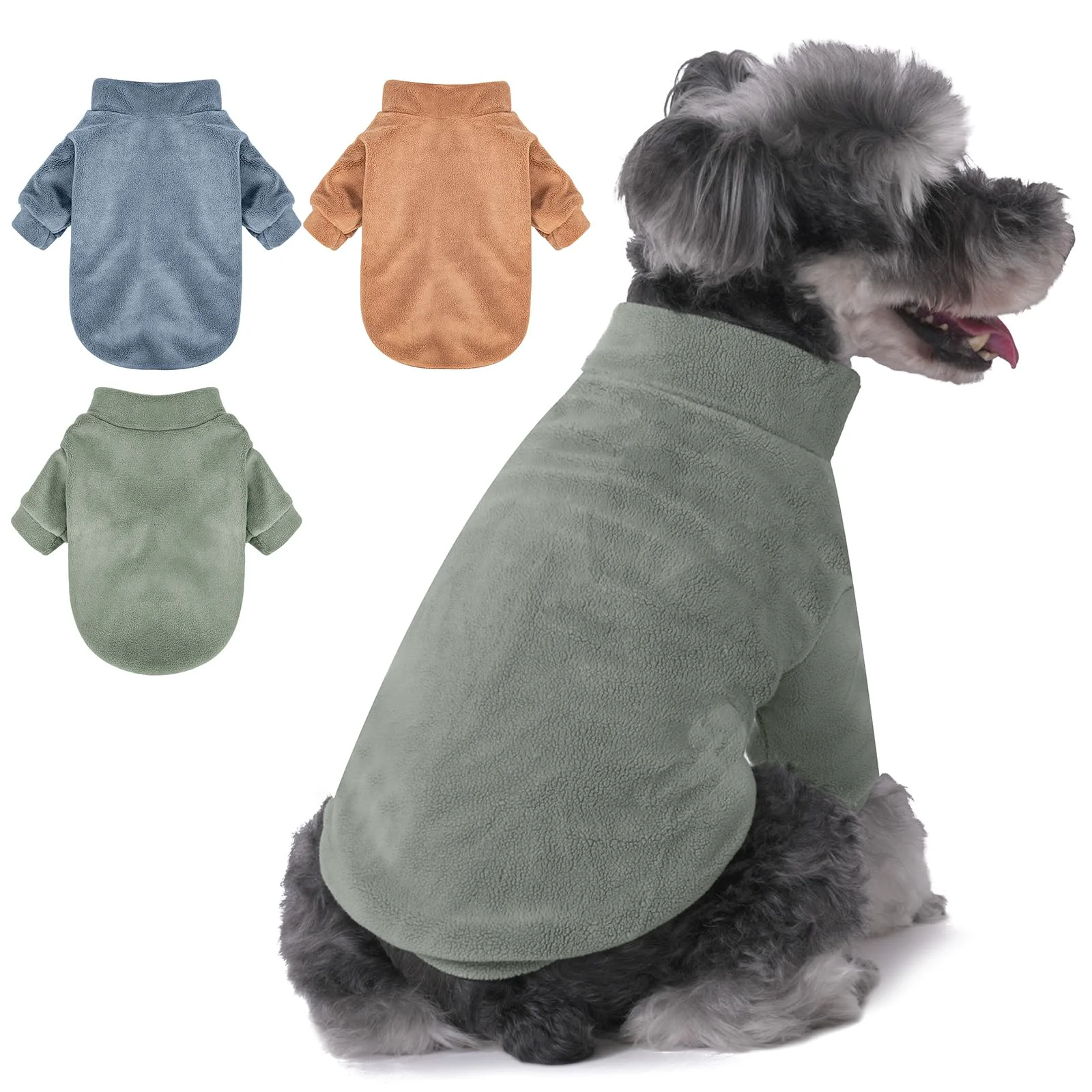 Specialty GYALAPERI Dog Sweater 3 Pack for Small Dogs – Ultra-Soft Winter Coats Light Blue Olive Brown Medium Green