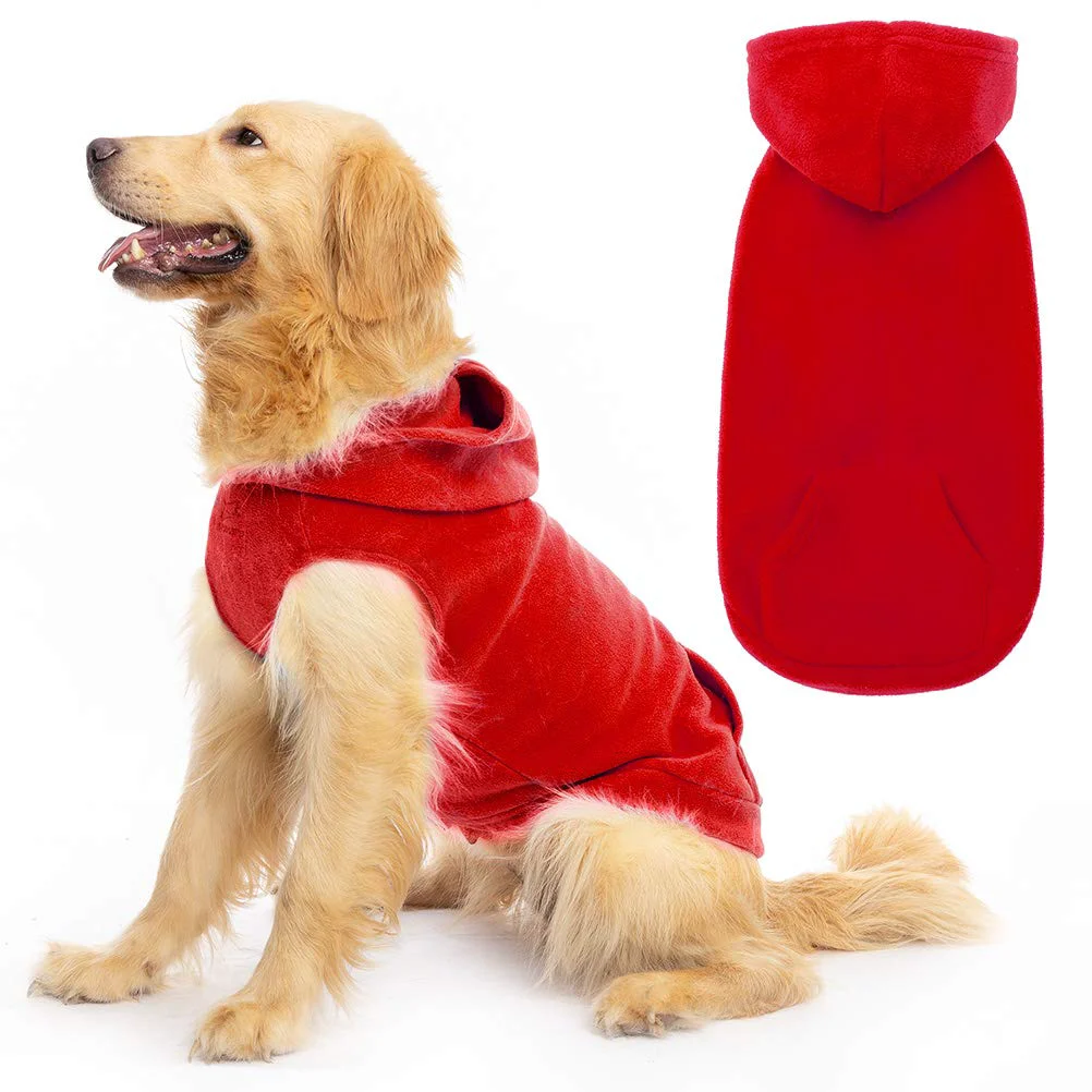 Versatile EXPAWLORER Dog Hoodie Fleece Sweater Vest with Leash Hole - Warm Red Sleeveless XXL Genuine