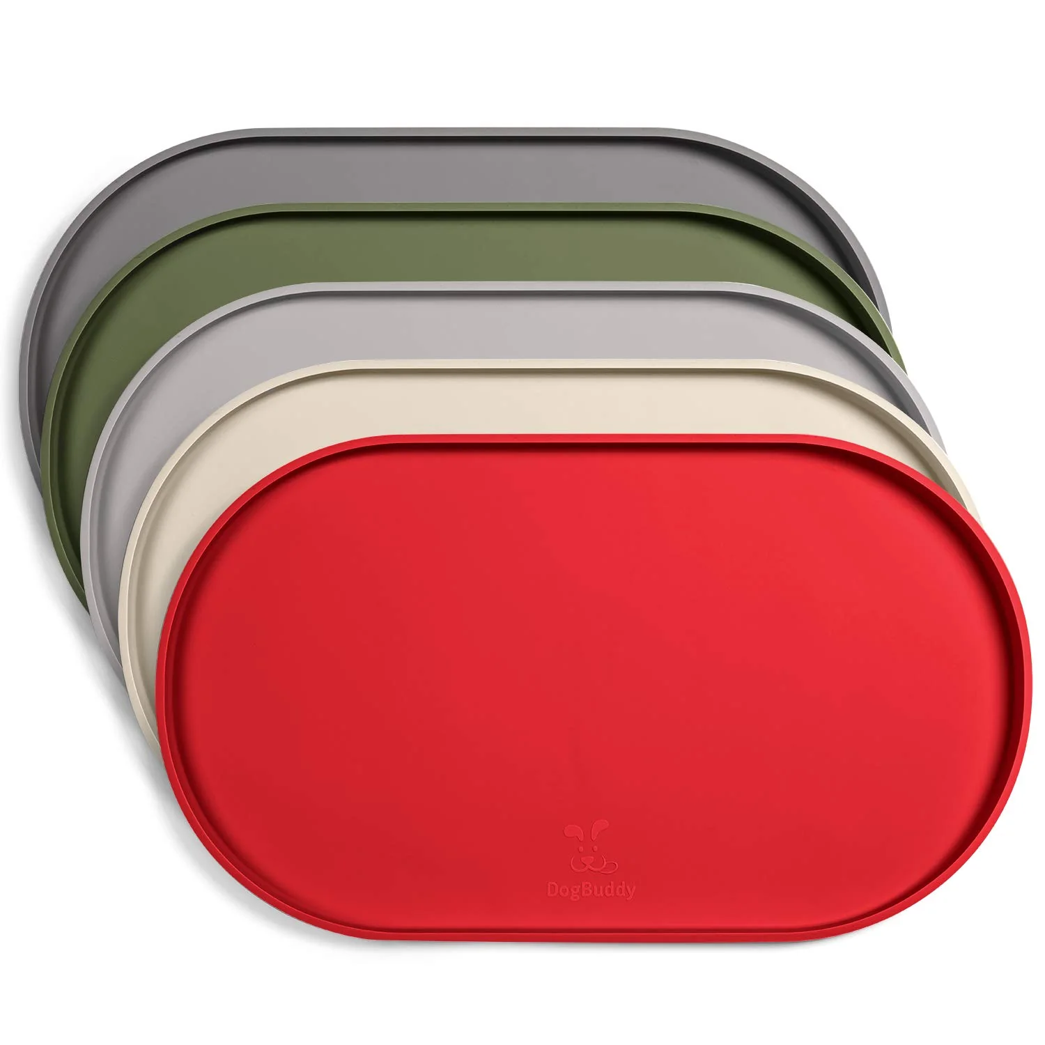 Fine Crafted DogBuddy Dog Food Mat - Small Red Waterproof Nonslip Silicone Bowl Mat Practical