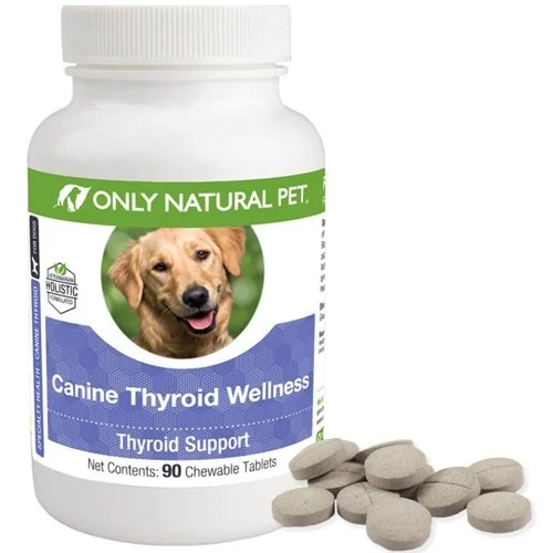 Relaxed Only Natural Pet Canine Thyroid Wellness Supplement for Dogs - 90 Chewable Tablets Fine