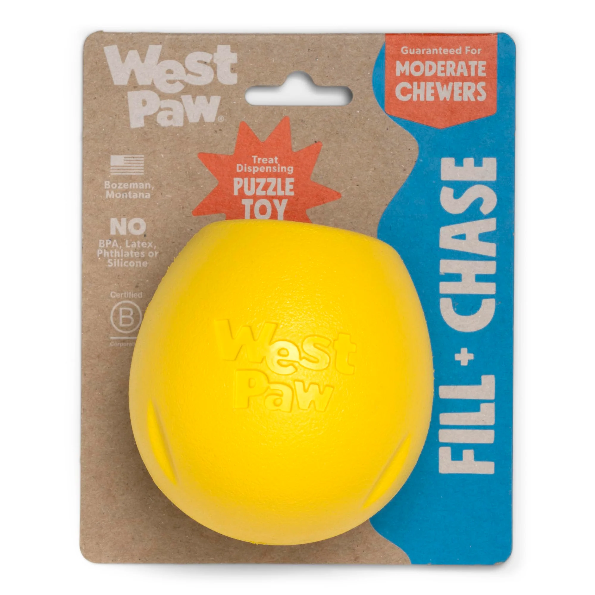 Secure WEST PAW Zogoflex Rumbl Treat-Dispensing Dog Toy – Interactive Puzzle Slow-Feeder Large Dandelion Yellow Fine Crafted