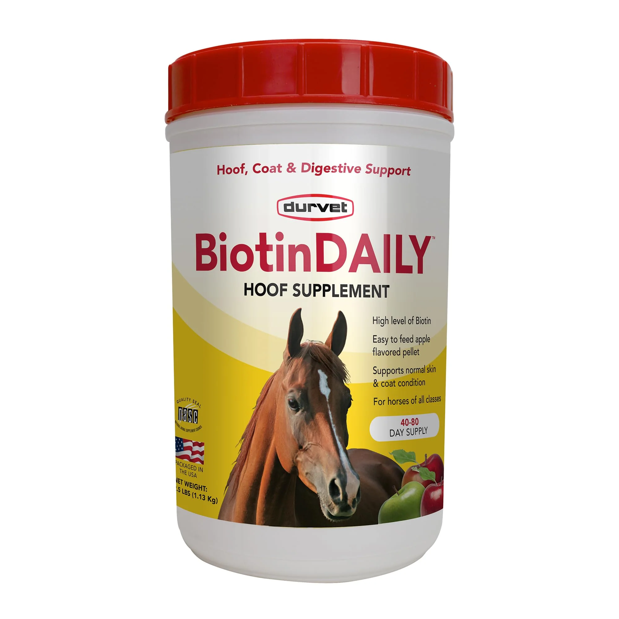 Trendy Durvet Biotin Daily Horse Hoof Care 2.5 lb Apple Flavored Pellets High-Performance