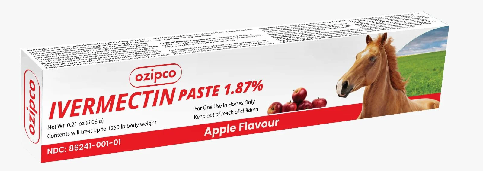 Prestigious OZIPCO Ivermectin Horse Paste 1.87 Apple Flavor 6.08g Syringe for Horses Up to 1250 lb Certified