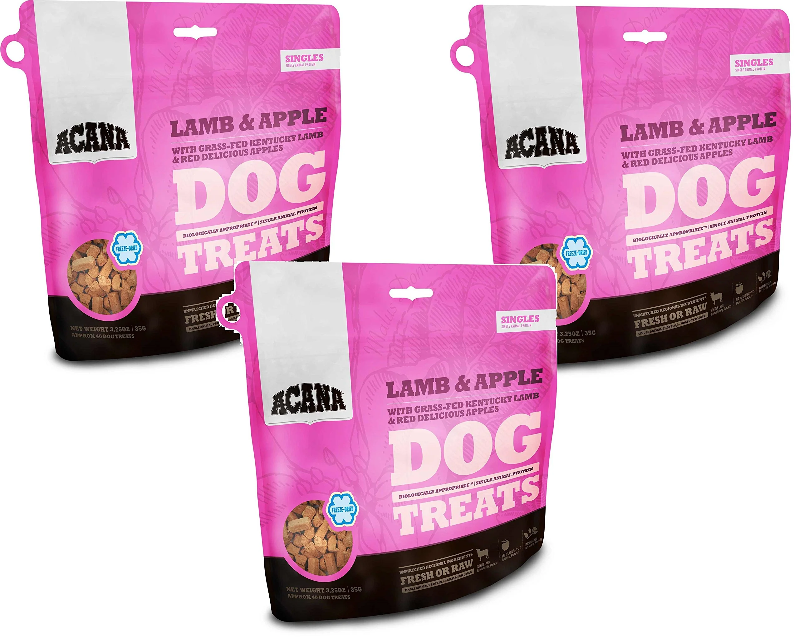 Dependable ACANA Singles Lamb Apple Dog Treats 3 Pack – ze-Dried 5-Calorie Rewards Proven
