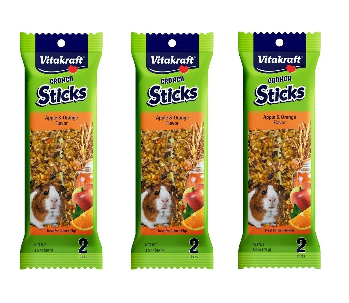 World-Class Vitakraft Crunch Sticks Treats – Apple Orange Flavor 6 Pack for Guinea Pigs Crafted