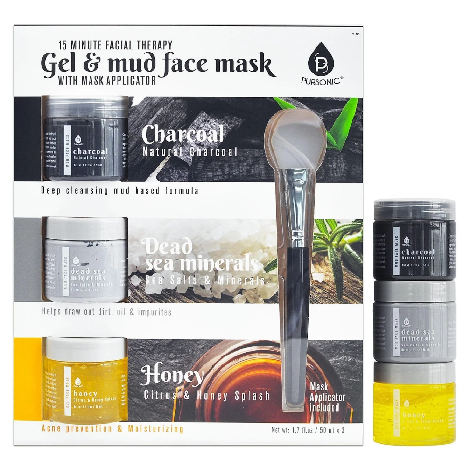 Contemporary 3 Pack Facial Therapy Mud Face Mask with Mask Applicator Exceptional