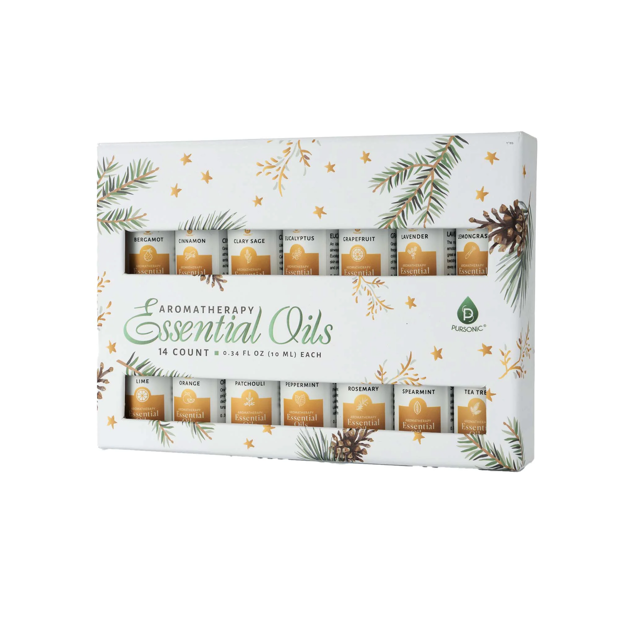 Green Pursonic Essential Oils Christmas Gift Set – 14-Piece Aromatherapy Collection Healthy