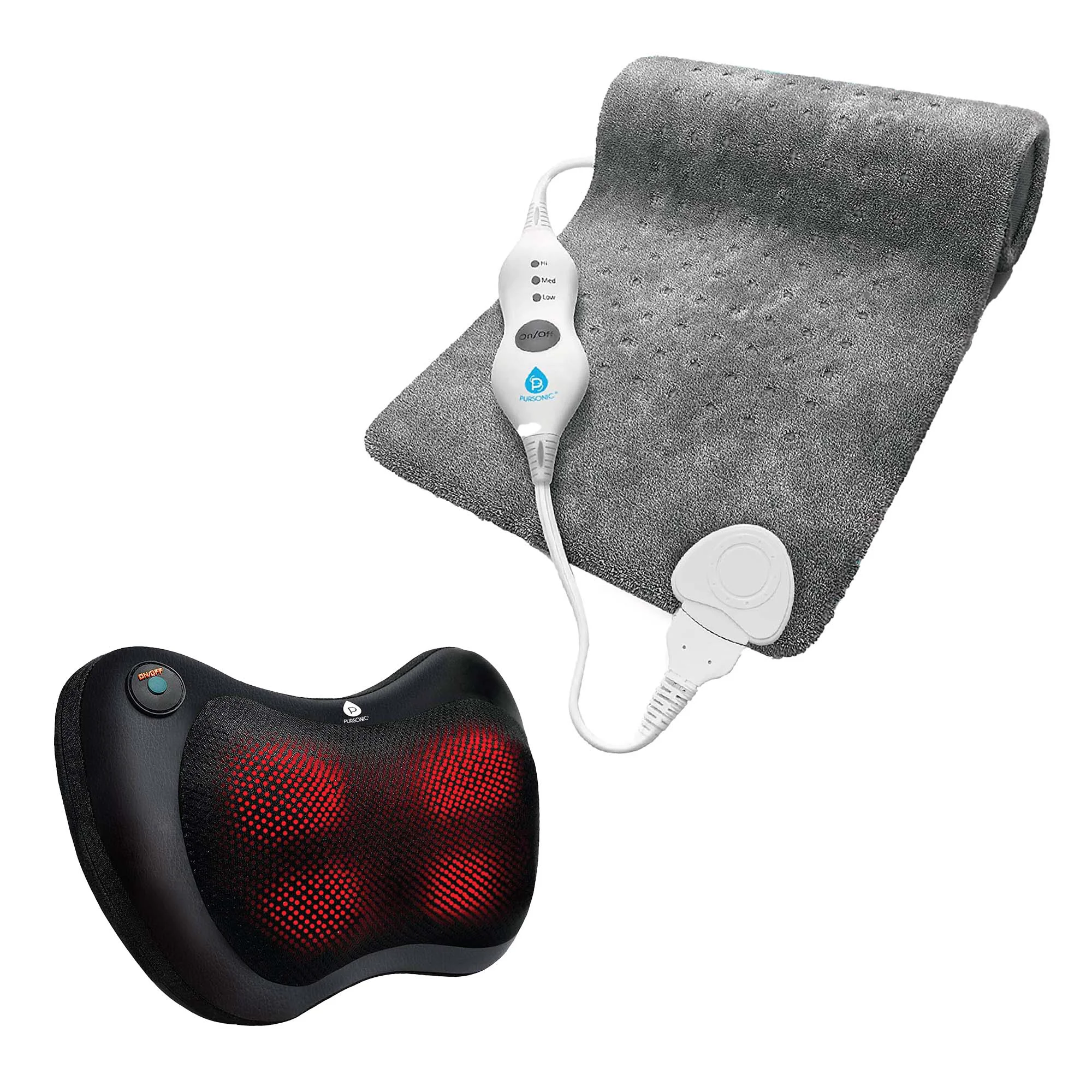 Classic Pursonic Shiatsu Massager Heating Pad Therapy Set Recyclable