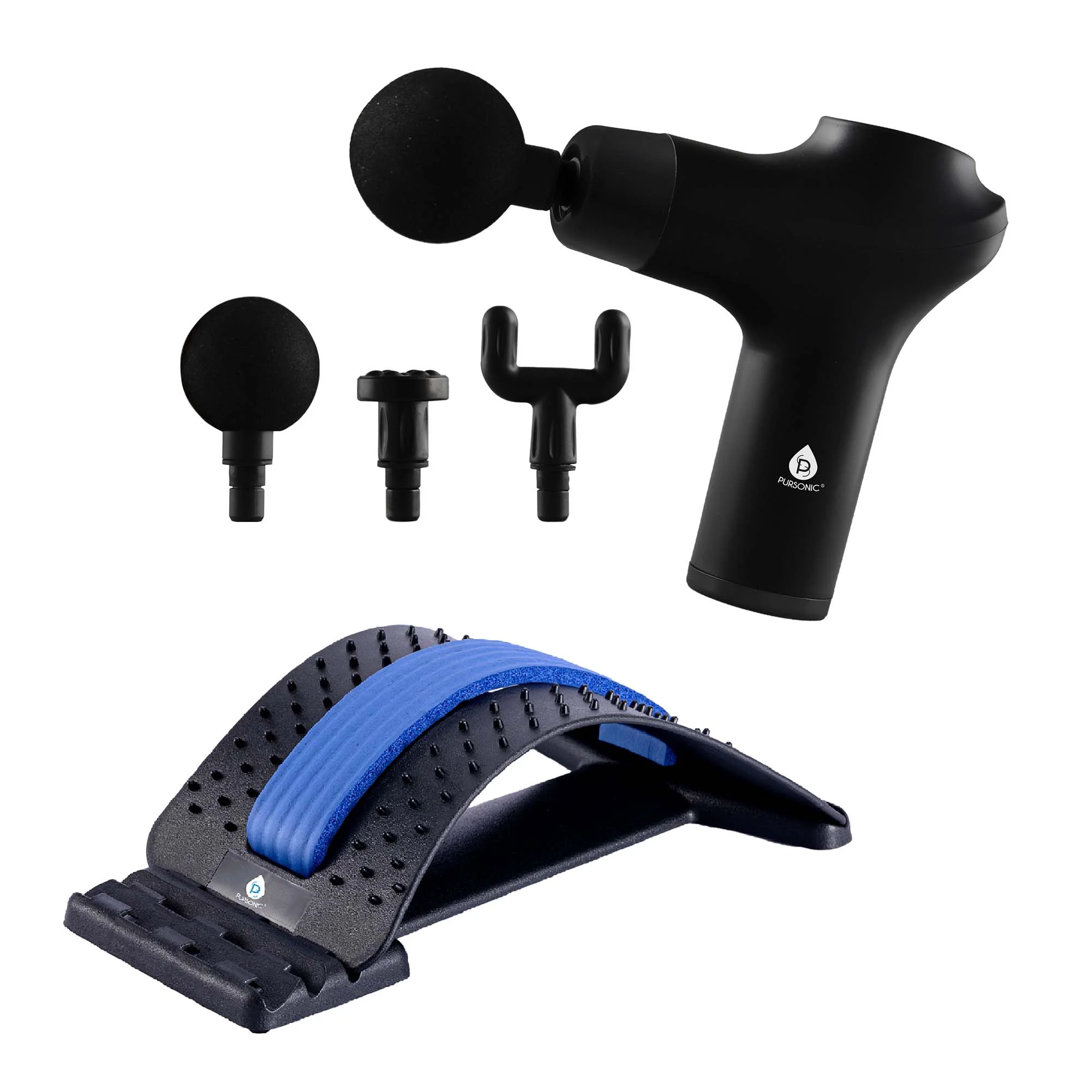 Environmentally Friendly Pursonic Relax Restore Bundle Multi-Level Back Stretcher 3-Speed Massage Gun Carefully Designed