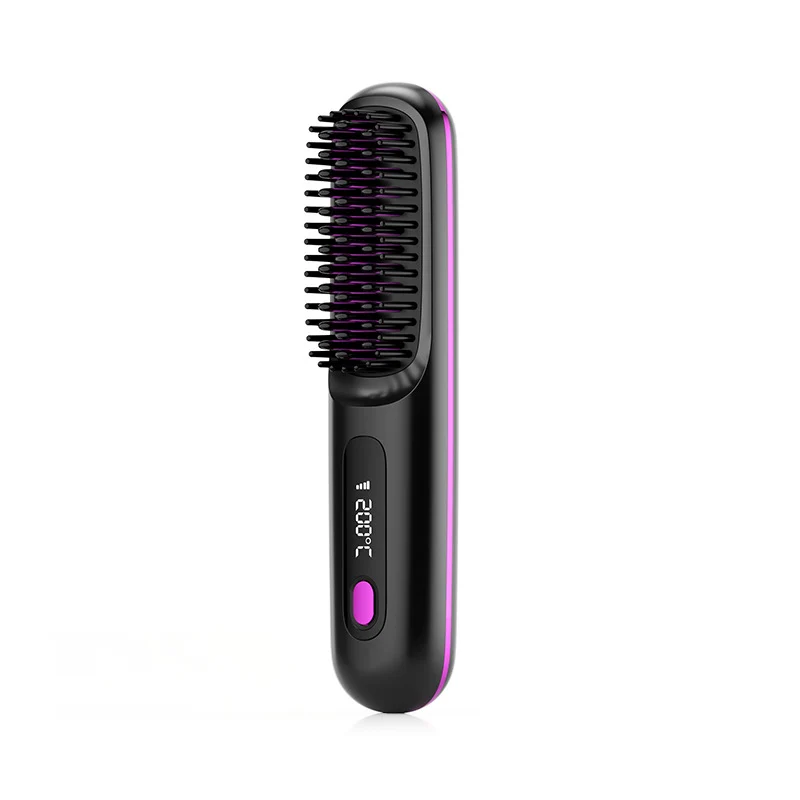 Top-Quality 2 In 1 Straight Hair Comb Wireless Hair Straightener Brush Hair Fast Heating Portable Hot Curler USB Charging Consistent