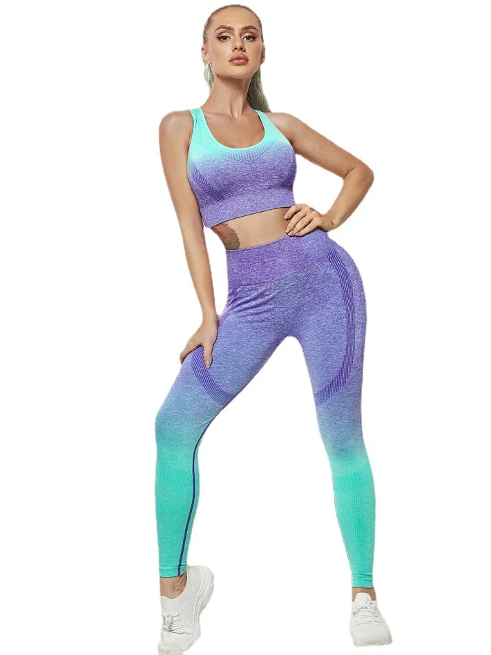 Soft Tie Dye Gradient Color Yoga Clothing Set Made With Nylon Spandex For Women Sizes S M L Multiple Color Options Contemporary