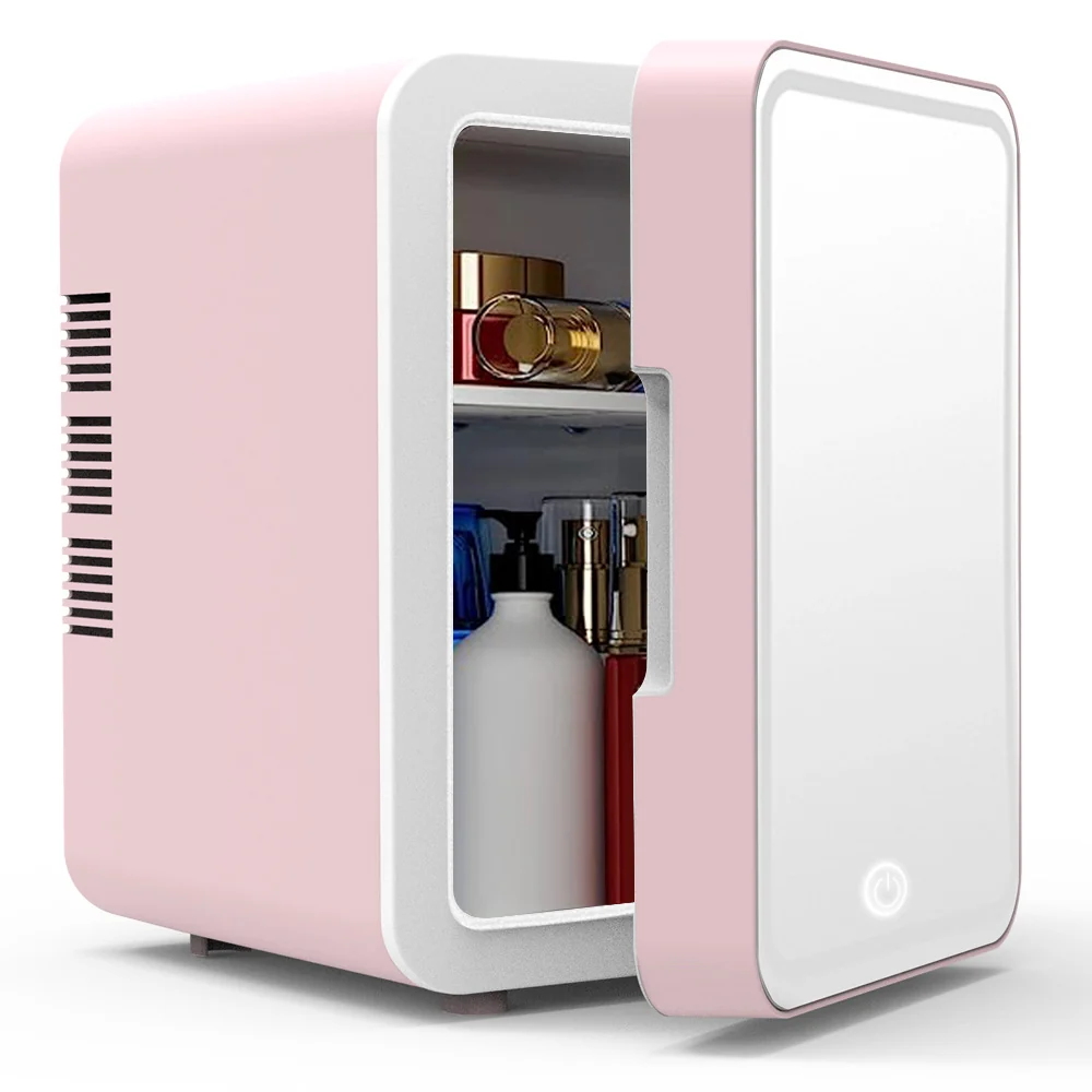 Superior Mini Beauty Refrigerator with LED Makeup Mirror - Pink Trendy