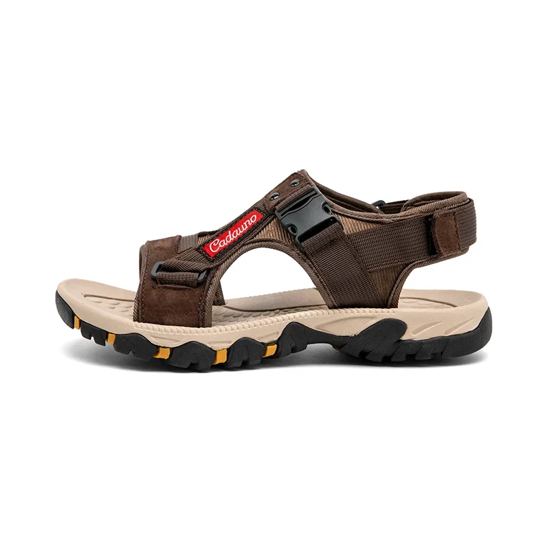 Functional Men's Leather Outdoor Sandals Breathable Open Toe Beach Shoes Smooth