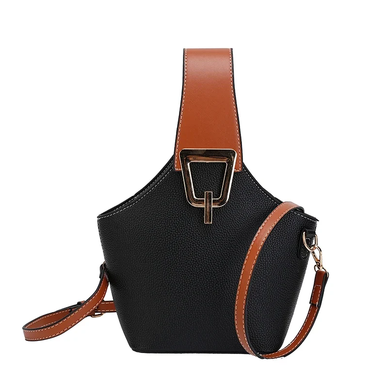 Safe Women's Solid Bucket Shoulder Handbag Versatile Crossbody 9-inch Authentic