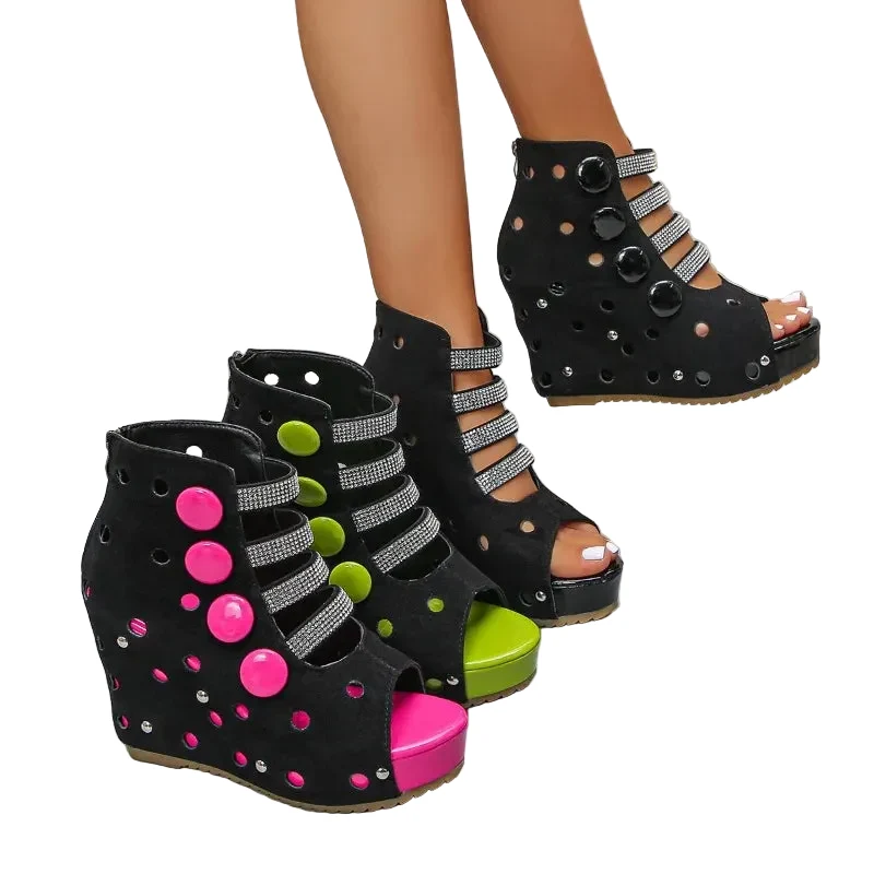 Specialty Women's Ultra High Heel Platform Wedge Sandals Open Toe Pure