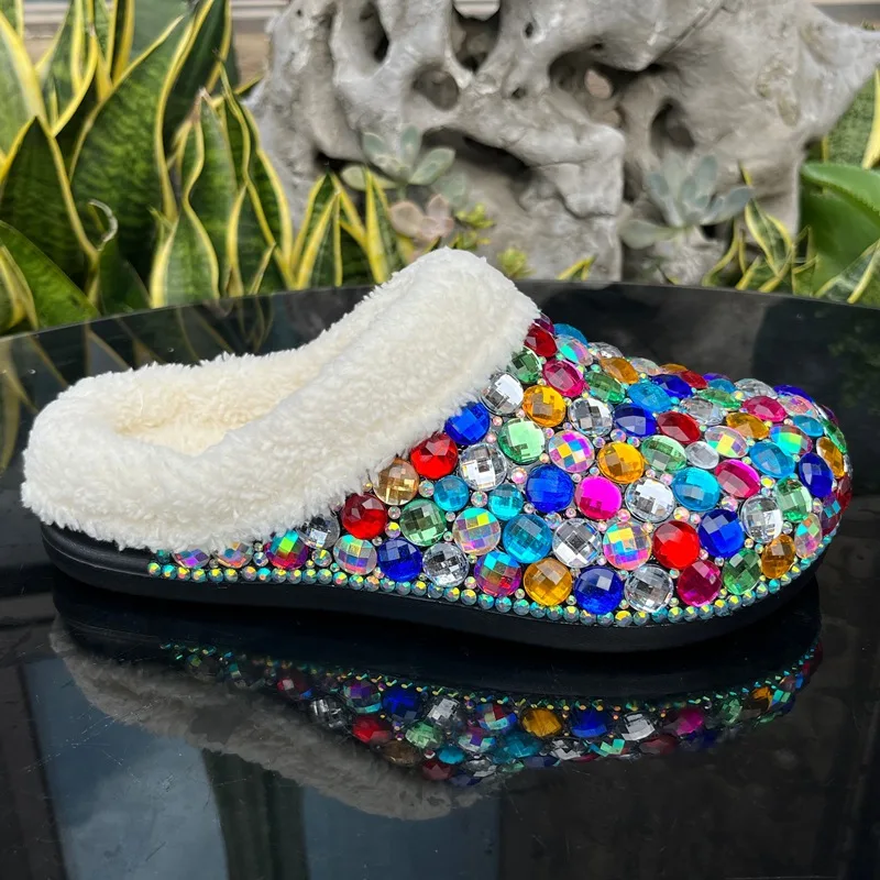 Artisan Women's Winter Warm Thick-Soled EVA Diamond Sandal Clog Slippers Comfortable