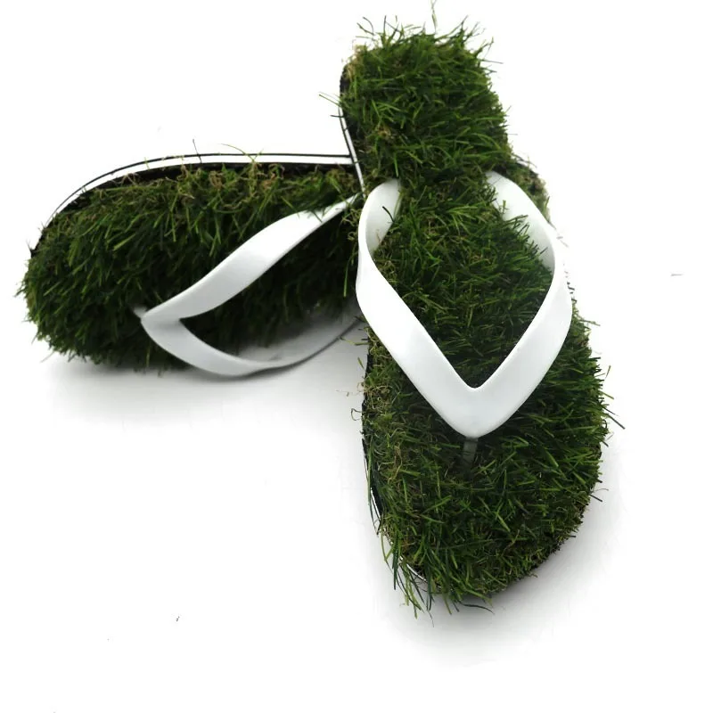 Pure Men's Personalized Grass Anti-Slip Slippers Black and White Rubber Sole Clean