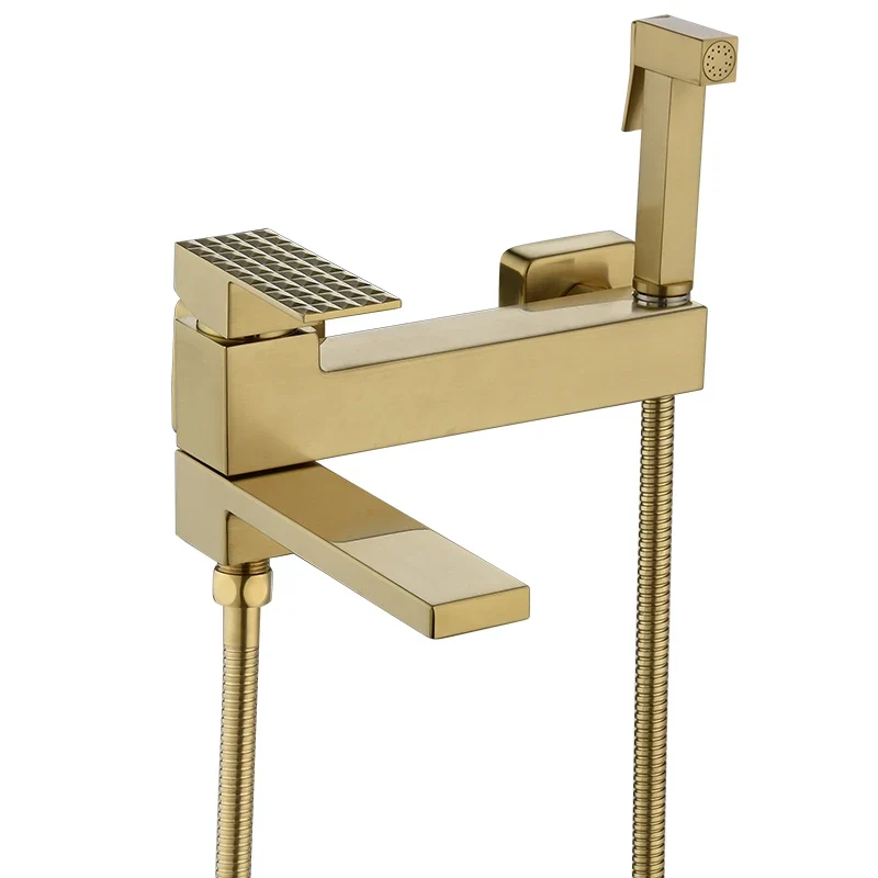 Official Wall Mount Bathtub Shower Mixer Faucet Set with Handheld Sprayer Reusable