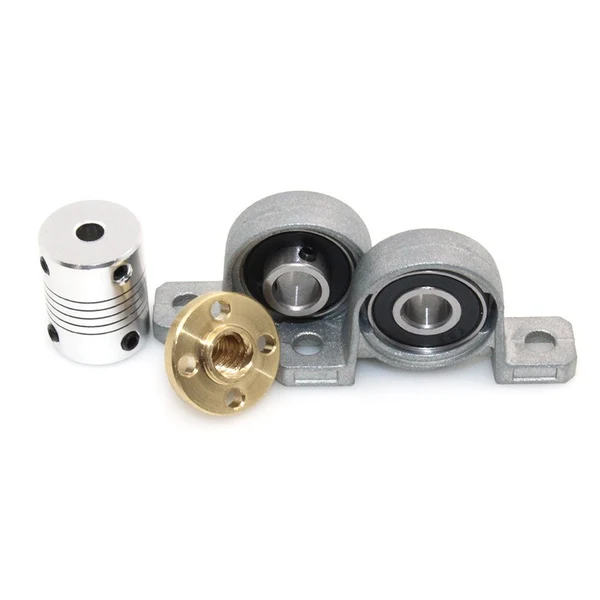 High-Performance Maxbell T8 Threaded Rod Lead Screw with Mounted Ball Bearing Brass Nut 500mm 2 Elegant