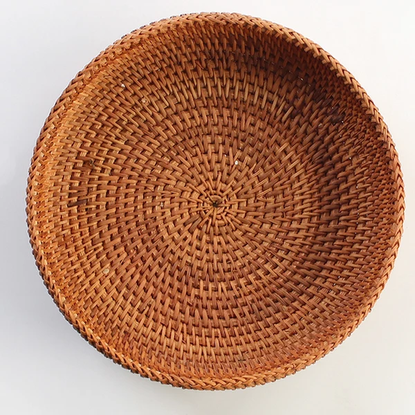 First-Class Maxbell Handmade Round Woven Bread Roll Basket Fruits Bowl Storage Tray Container Secure