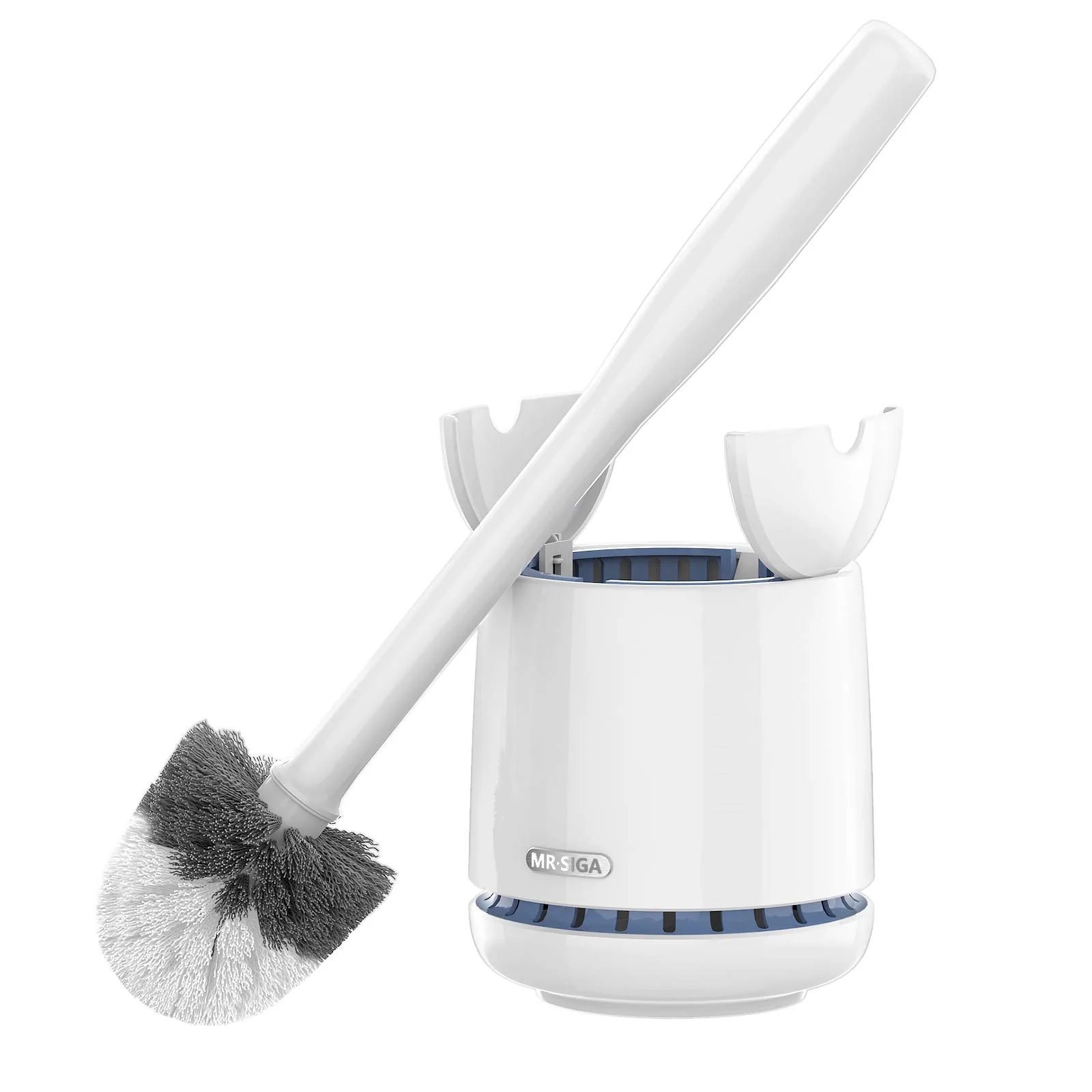 Environmentally Friendly MR.SIGA Toilet Bowl Brush and Holder Premium Quality with Solid Handle and Durable Bristles for Bathroom Cleaning White 1 Pack High-Quality