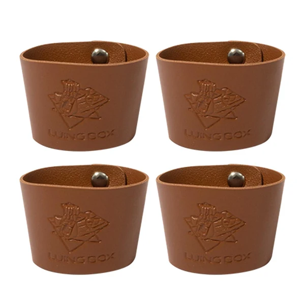 Elite Maxbell 4 Pieces PU Leather Lightweight Heat Resistant Camping Accessory Cups Sleeve Diameter 4.45cm Relaxed