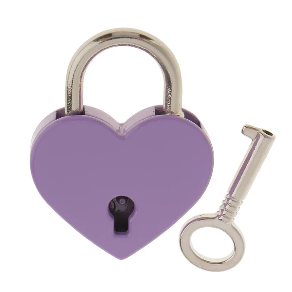 Optimized Maxbell Mini Heart Shaped Padlock with Key Travel Luggage Suitcase Safety Lock Set - Purple M High-End