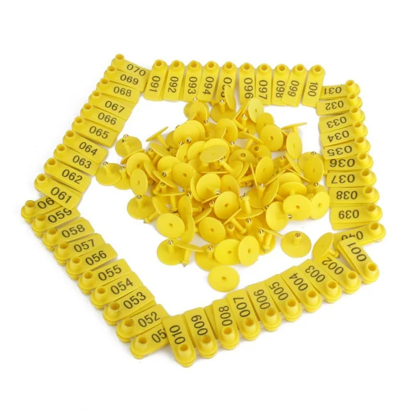 Convenient Maxbell Livestock Animal Dog Sheep Ear Tag 001-100 Numbers Eartag 100 Sets Yellow Fast
