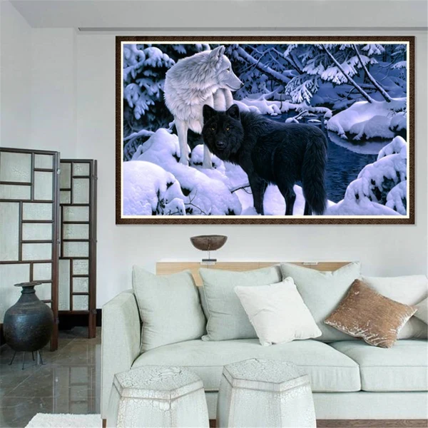 Powerful Maxbell DIY 5D Diamond Embroidery Painting Cross Stitch Kit Animal Decor Wolf Soft