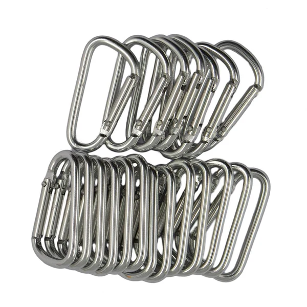 Crafted Maxbell 20pcs D Shape Hiking Carabiner Buckle Snap Spring Clip Hook Keychain Silver Fashionable