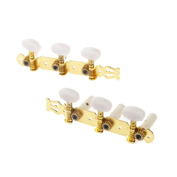 Powerful Maxbell 3L 3R Gold Plated Metal Machine Heads Round Knobs Tuners for Classic Guitar Effective