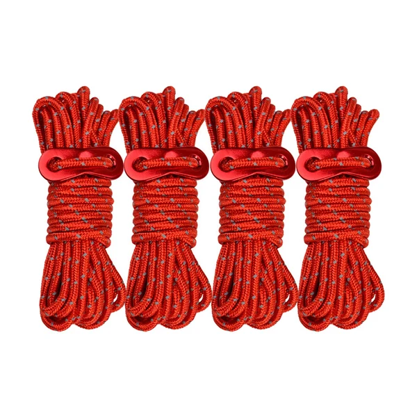 Secure Maxbell 4x Reflective Guyline Camping Tent Rope Cord Guide Sailing Lanyard Red Fine