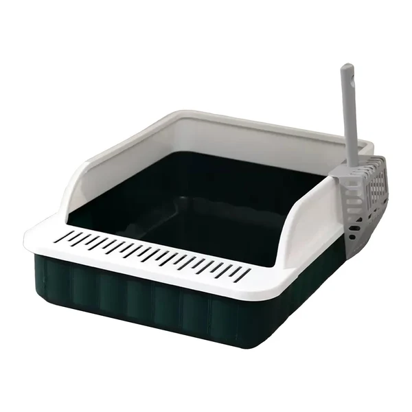 Effective Maxbell Pet Litter Tray Potty Toilet High Sided Cat Litter Box for Small Animals Dark Green White Proven