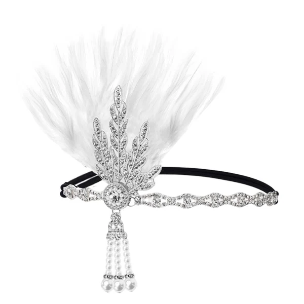 Pure Maxbell Fascinator Headband Hair Chain Wedding Headdress Photo Props Costume Ball Argent White Official