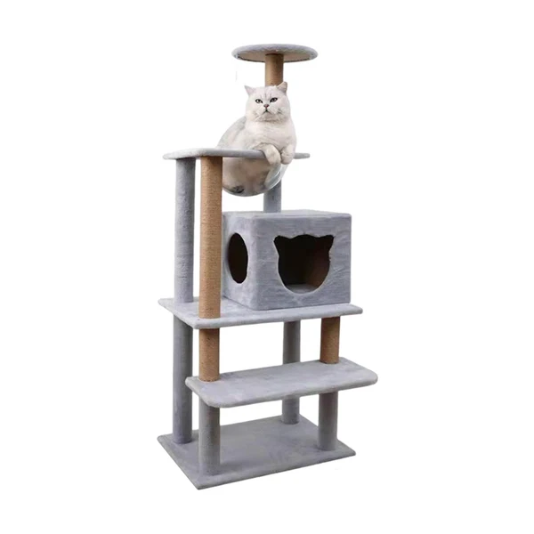 Dependable Maxbell Cat Scratching Post Interactive Plush Perch Kitten Hammock Cat Tree Towers Gray Refined