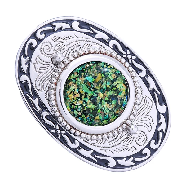 Green Maxbell Retro Style Western Belt Buckle Stone Accessory Tribal Cowgirl Men Jeans stylea Top-Quality