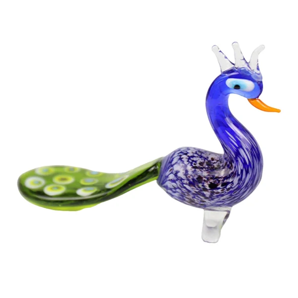 Convenient Glass Blown Peacocks Delicate Home Office Restaurant Decor Cute Smooth Lines blue Exceptional
